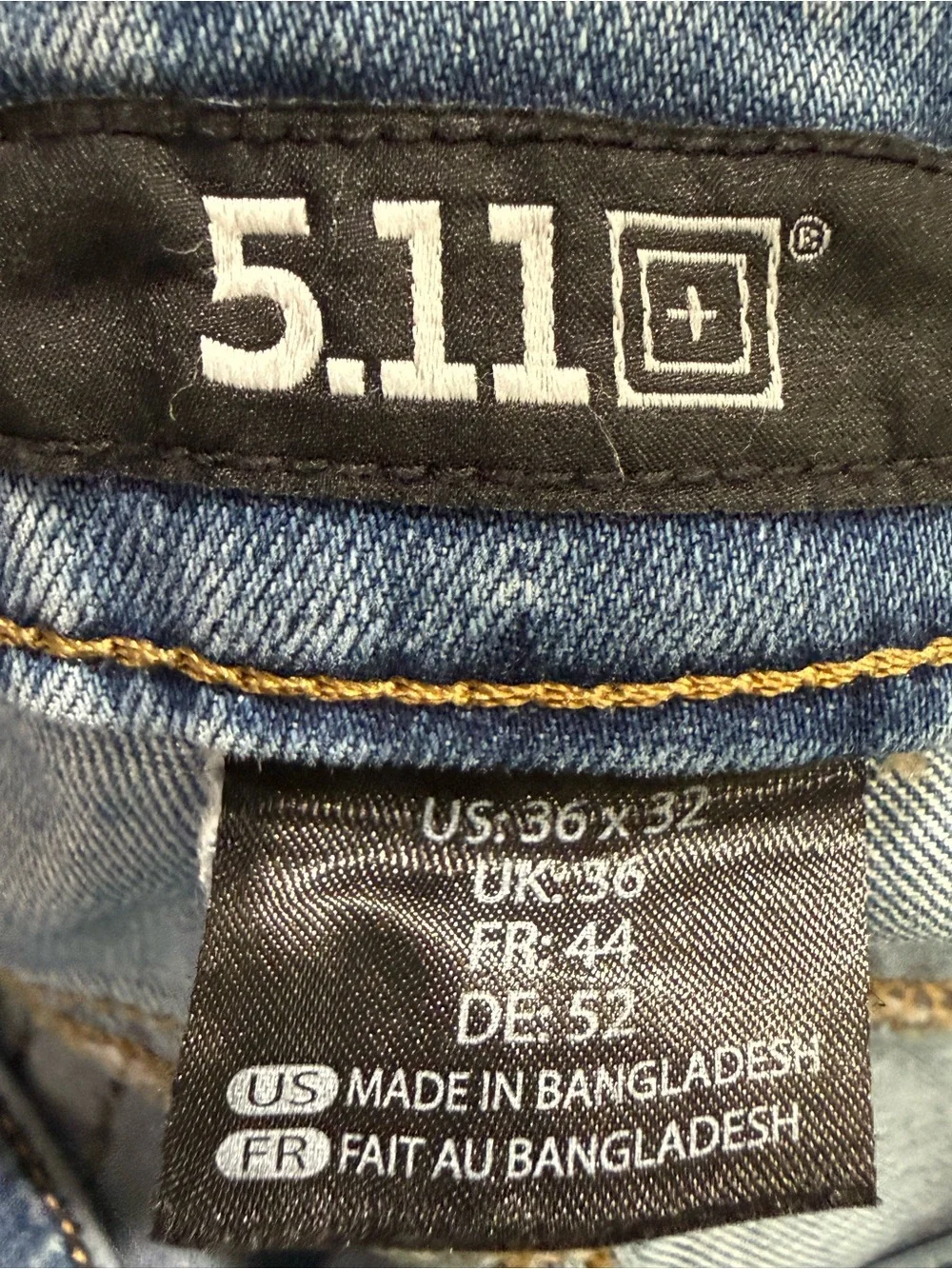 5.11 Tactical Jeans Mens 36 Defender Flex Regular‎ Blue Denim Hemmed Inseam
